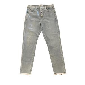 Ann Taylor Loft Women’s The Skinny Light Wash Frayed Hem Button Fly Jeans 10